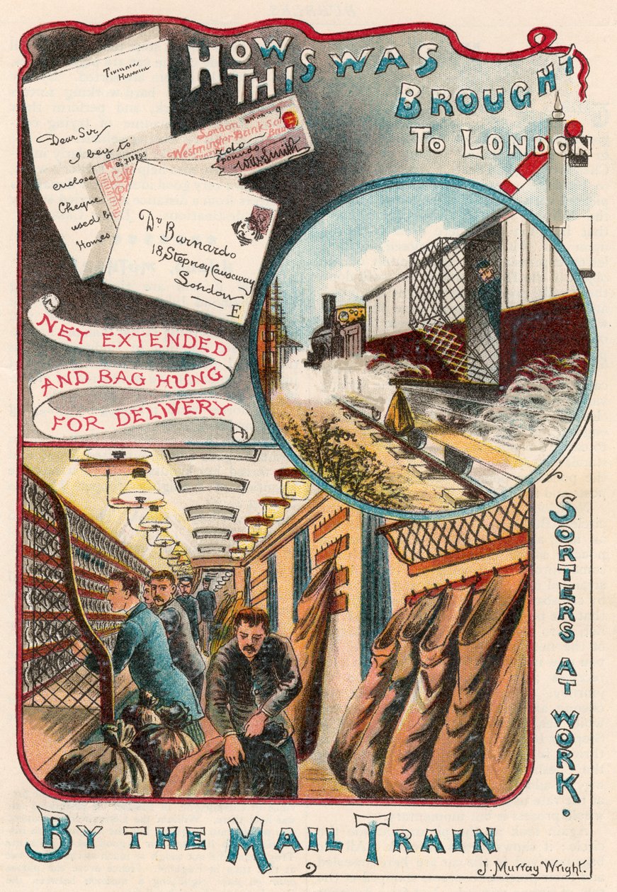 Posttog som frakter brev til London fra byer og byer i Storbritannia, c1900 av Unbekannt