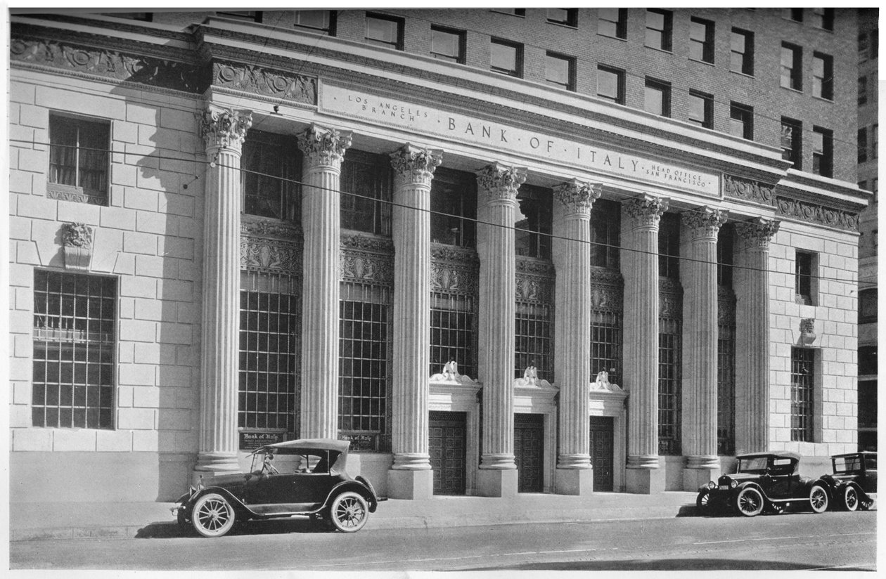 Hovedinngangen til Bank of Italy, Los Angeles, California, 1924 av Unbekannt