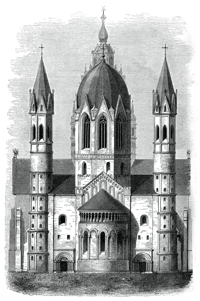 Mainz katedral, Rhinen, Tyskland, 1100- og 1200-tallet, 1870 av Unbekannt