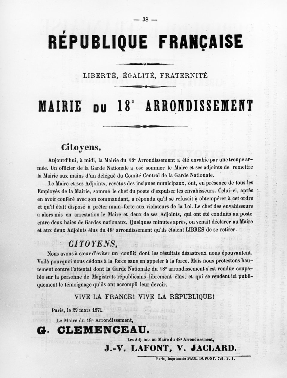 Mairie du 18th Arrondissement, fra franske politiske plakater fra Paris Commune, mai 1871 av Unbekannt