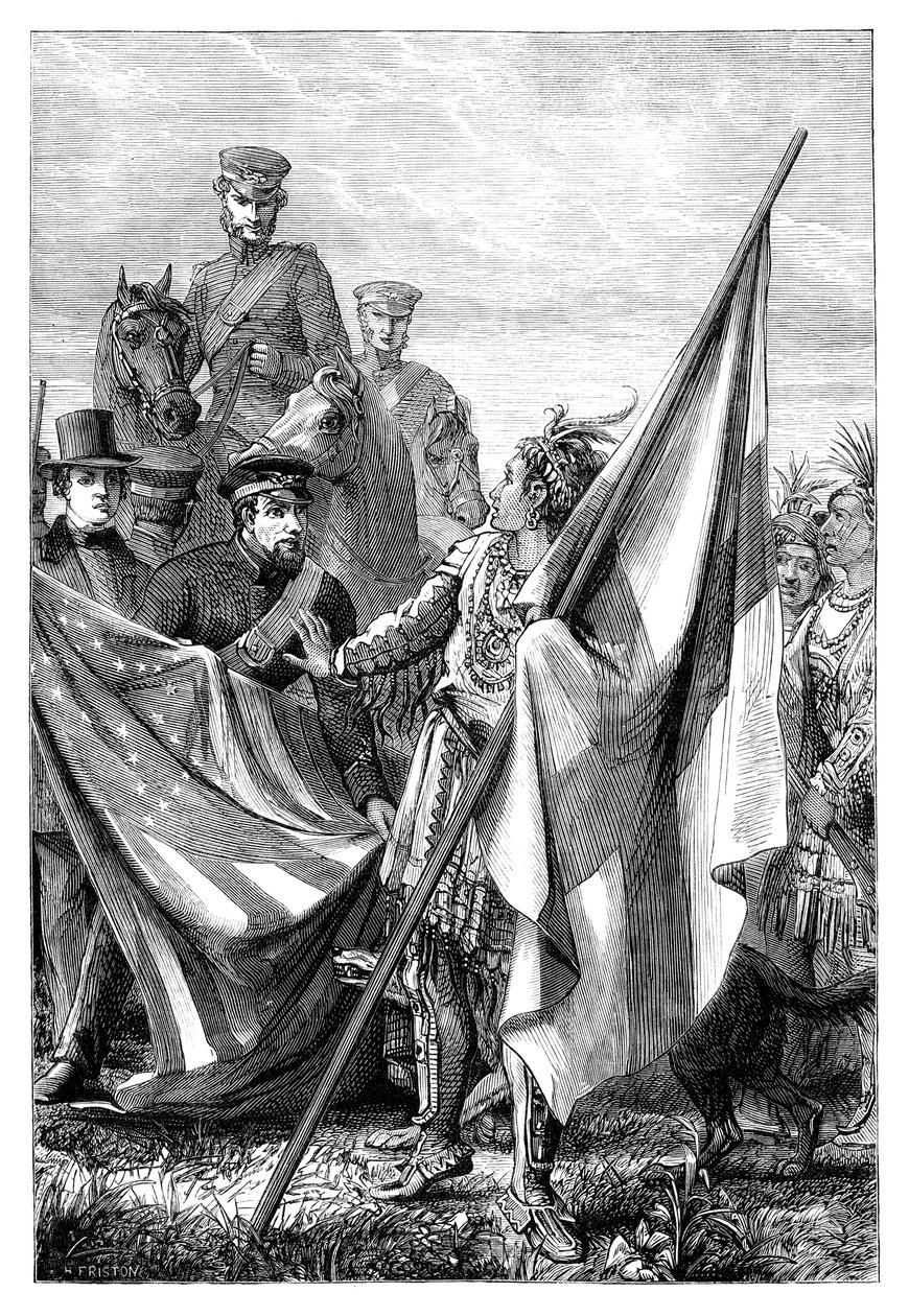 Major Sprague og indianerne, c1895 av Unbekannt