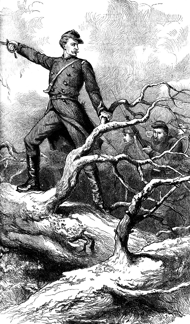 Major Theodore Winthrop ved Big Bethel, Virginia, 1861 c1880 av Unbekannt