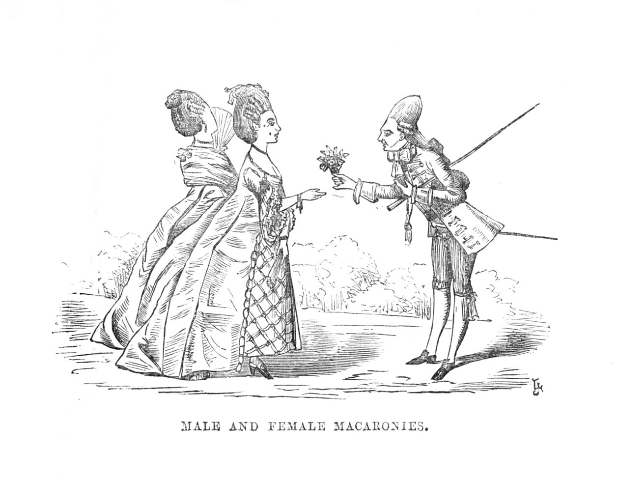 Mannlige og kvinnelige makaronier, c1870 av Unbekannt