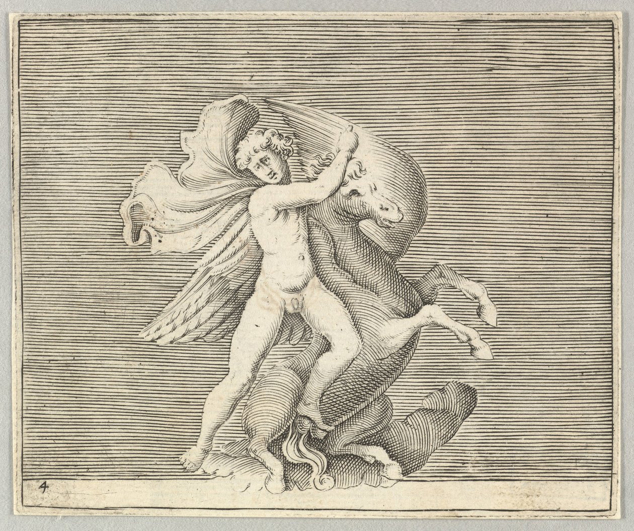 Man Grappling with Winged Horse, utgitt ca. 1599-1622. av Unbekannt