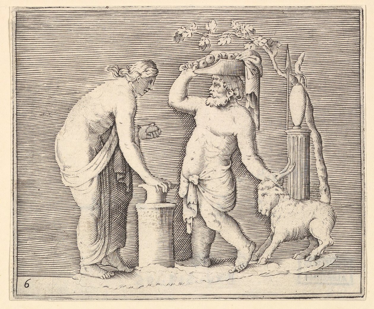 Man and Woman Sacrificing a Goat, utgitt ca. 1599-1622. av Unbekannt
