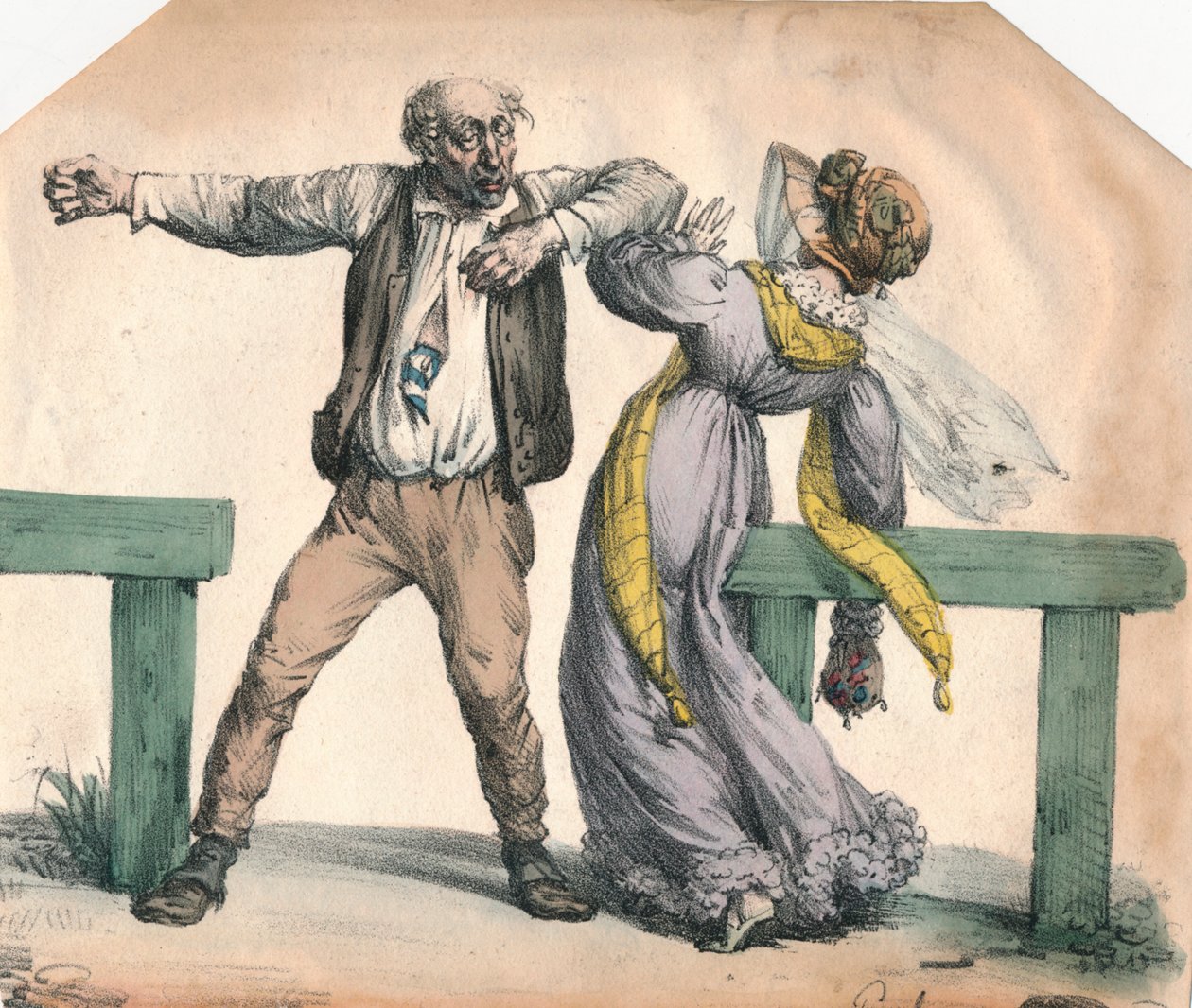Mann angriper en kvinne, 1855. av Unbekannt