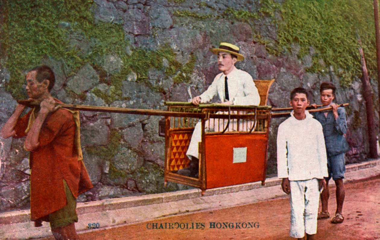 Mann som bæres på en Sedan-stol, Hongkong, 1900-tallet av Unbekannt