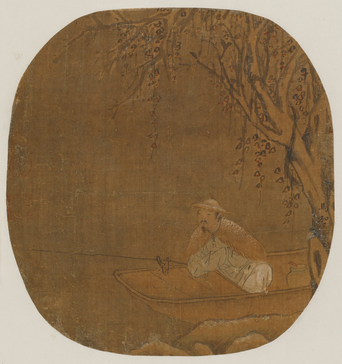 Mann som fisker fra en båt under et tre, muligens Ming-dynastiet, 1368-1644. av Unbekannt