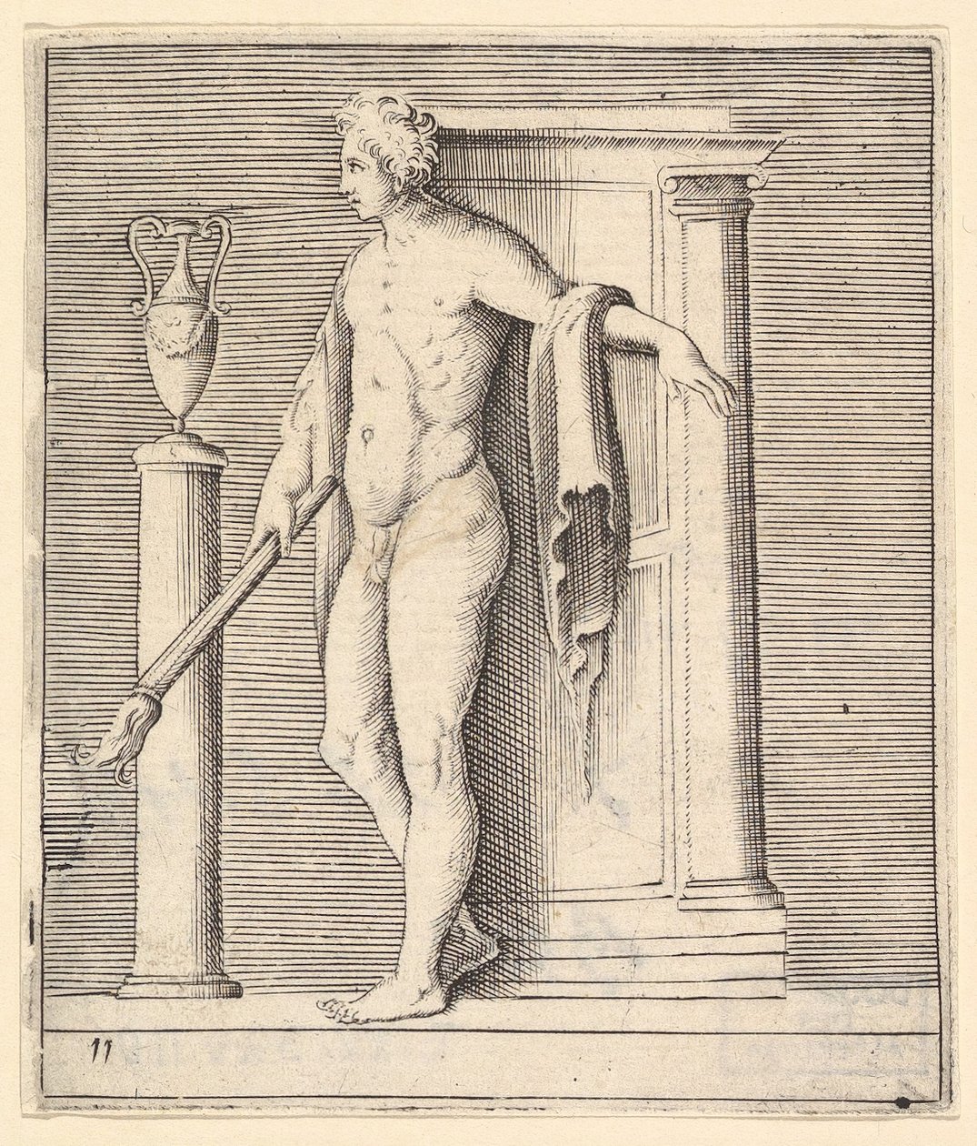 Man with Torch at Temple Door, publisert ca. 1599-1622. av Unbekannt