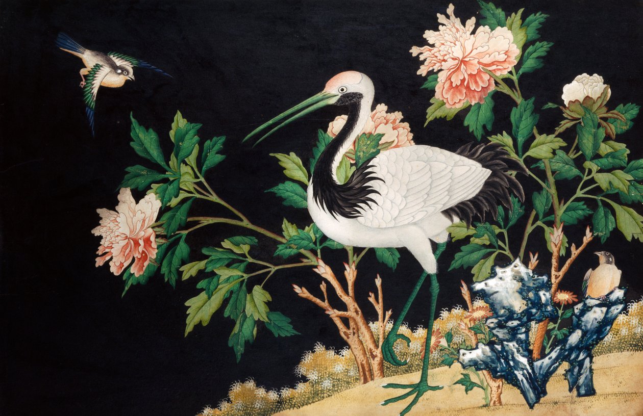 Manchurian Crane i et kinesisk landskap, 1700-tallet av Unbekannt