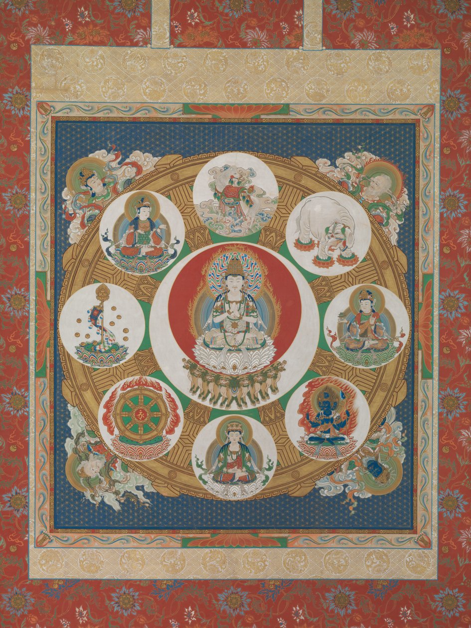 Mandala av det gyldne hjul med én stavelse, 1700-tallet. av Unbekannt