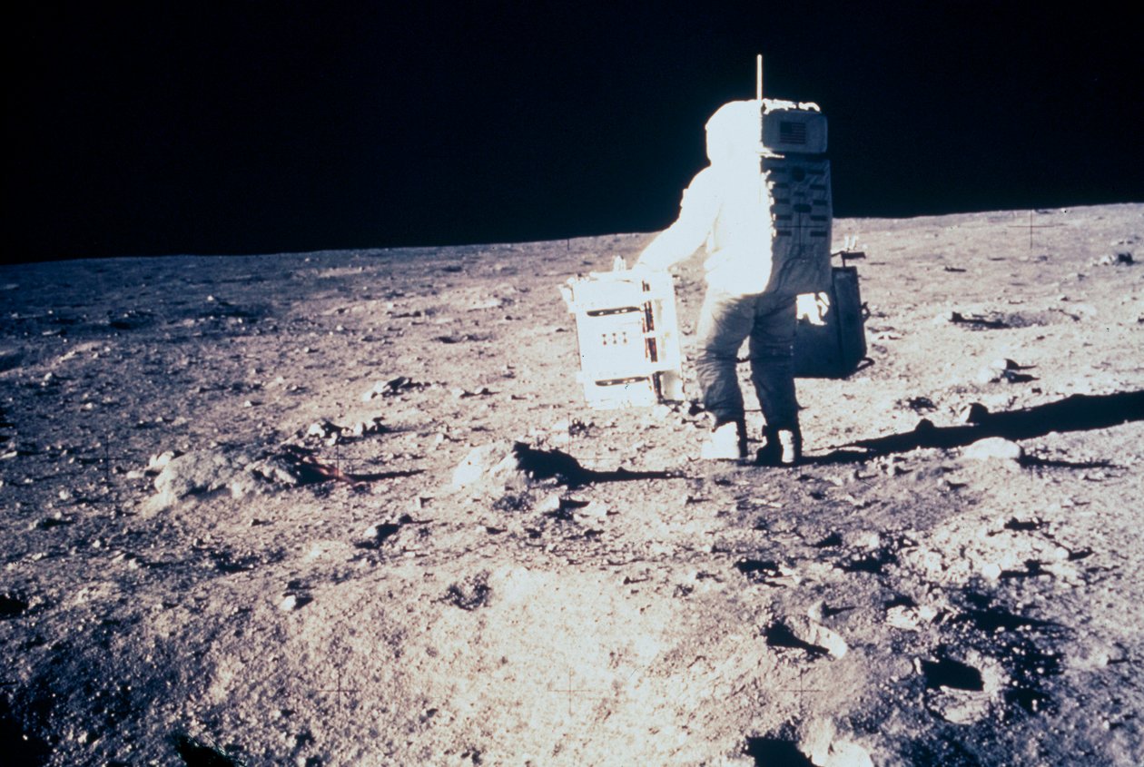 Manned Space Flight, USA, Apollo 11 Apollo 11-astronaut Edwin ÔBuzzÕ Aldrin, på månen av Unbekannt
