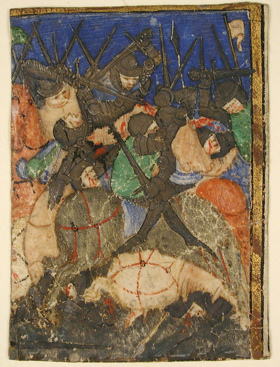 Manuskriptutskjæring som viser en scene fra den hebraiske skriften, ... kong Davids liv, ca. 1400. av Unbekannt