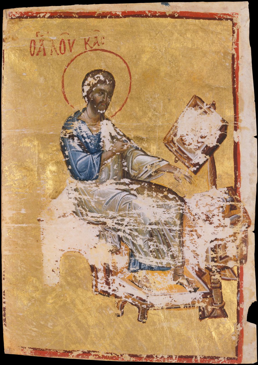 Manuskriptbelysning med evangelisten Luke, slutten av 1200-begynnelsen av 1300-tallet. av Unbekannt