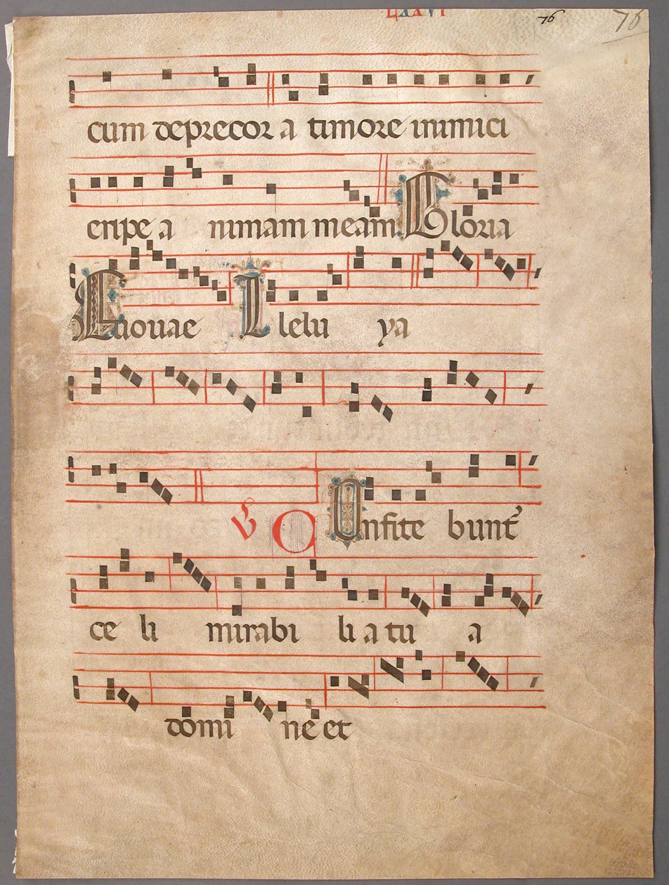 Manuskriptblad, fra et gradvis, italiensk, første halvdel av 1300-tallet. av Unbekannt