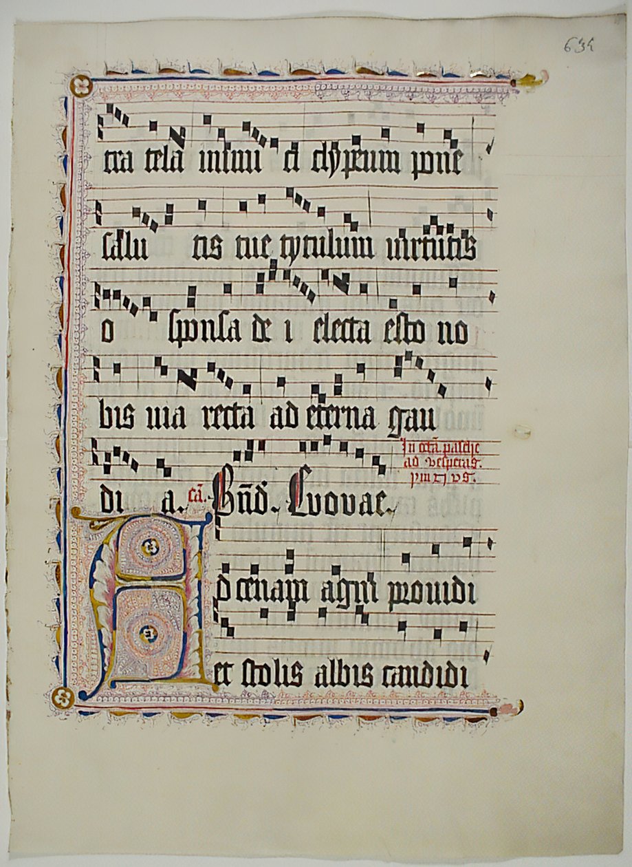 Manuskriptblad med initial A, fra et antifonarium, tysk, andre kvartal 1400-tallet. av Unbekannt
