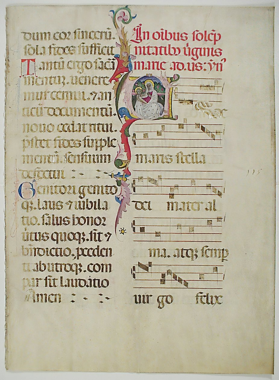 Manuskriptblad med initial A, fra et antifonarium, italiensk, 1400-tallet. av Unbekannt