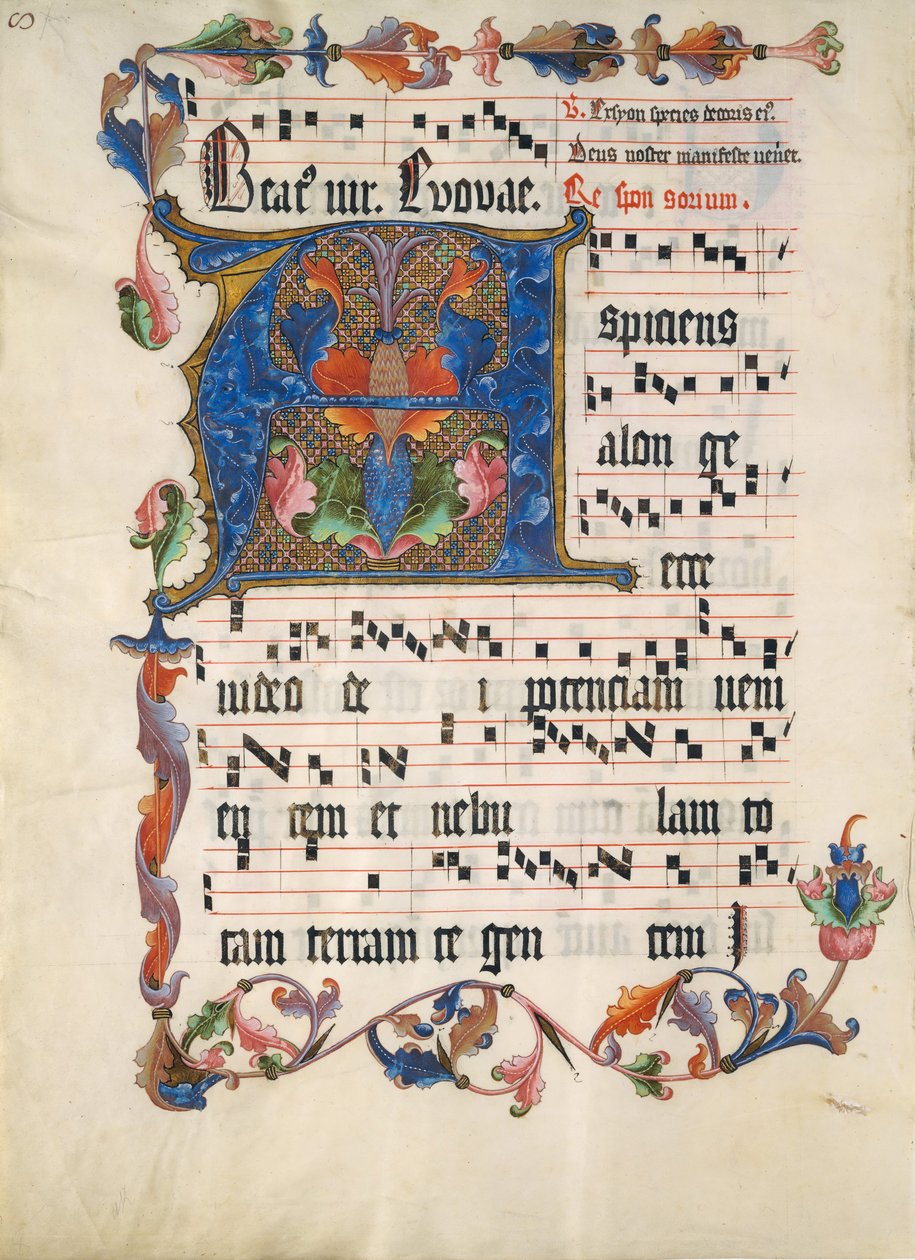Manuskriptblad med initial A, fra et antifonarium, ca. 1425-50. av Unbekannt