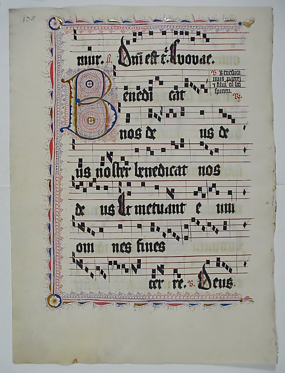 Manuskriptblad med initial B, fra et antifonarium, tysk, andre kvartal 1400-tallet. av Unbekannt