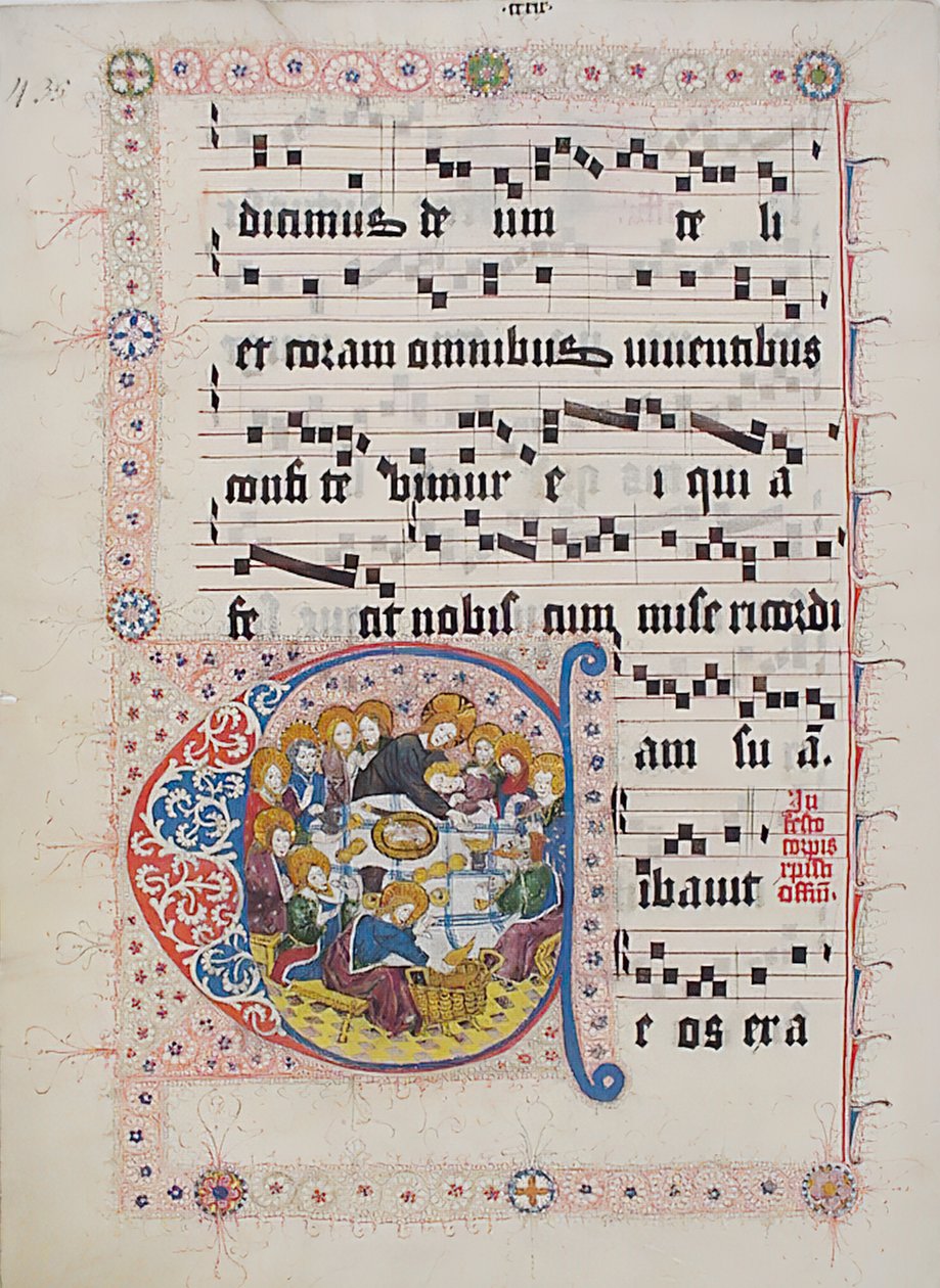 Manuskriptblad med initial C, fra et gradvis, tysk, andre kvartal 1400-tallet. av Unbekannt