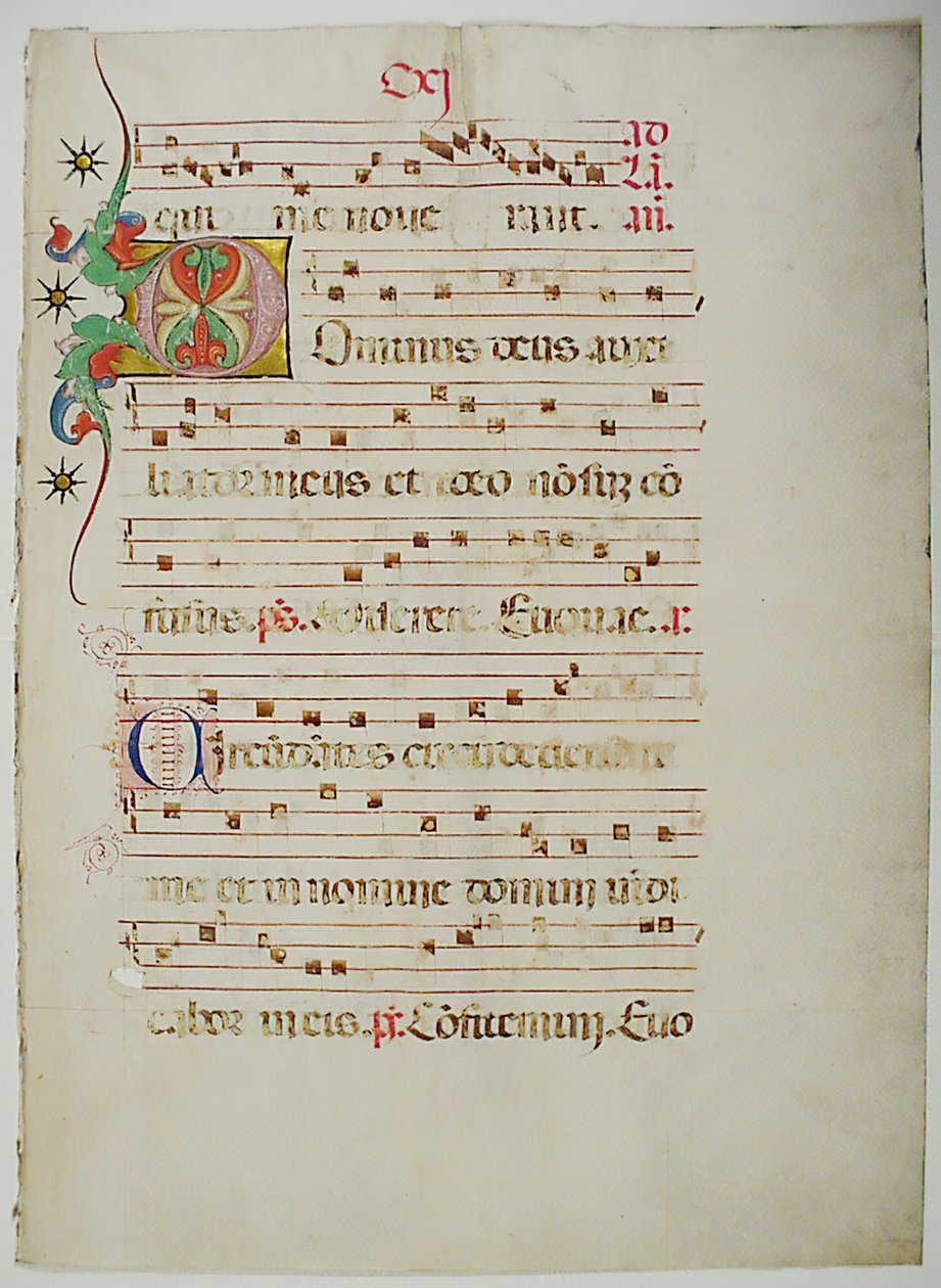 Manuskriptblad med initial D, fra et antifonarium, italiensk, 1400-tallet. av Unbekannt