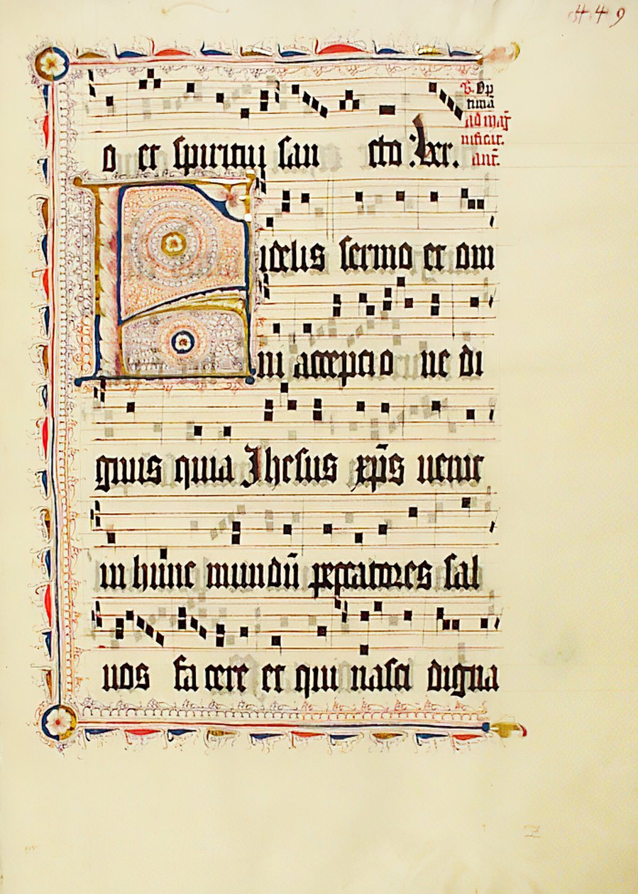 Manuskriptblad med initial F, fra et antifonarium, tysk, andre kvartal 1400-tallet. av Unbekannt