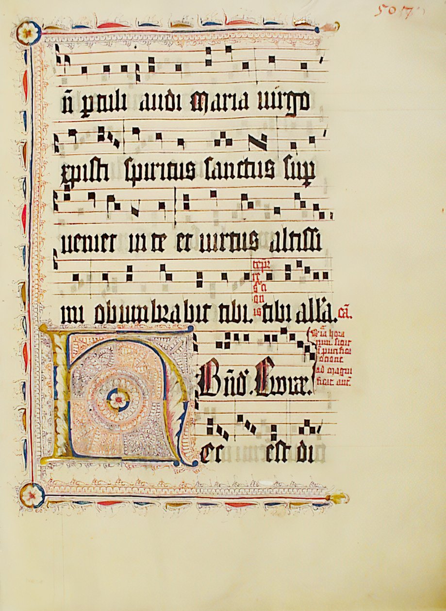 Manuskriptblad med initial H, fra et antifonarium, tysk, andre kvartal 1400-tallet. av Unbekannt