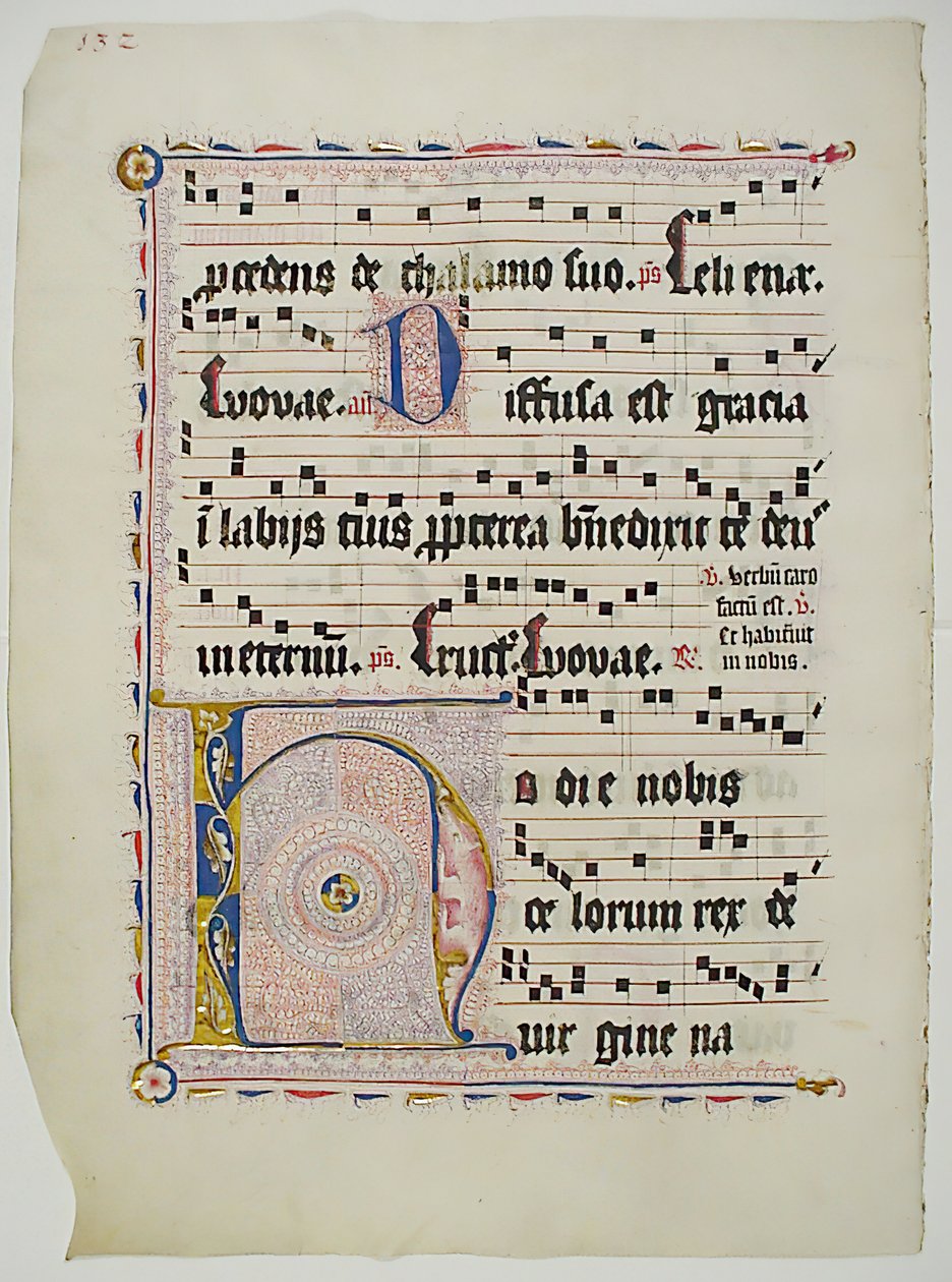 Manuskriptblad med initial H, fra et antifonarium, tysk, andre kvartal 1400-tallet. av Unbekannt