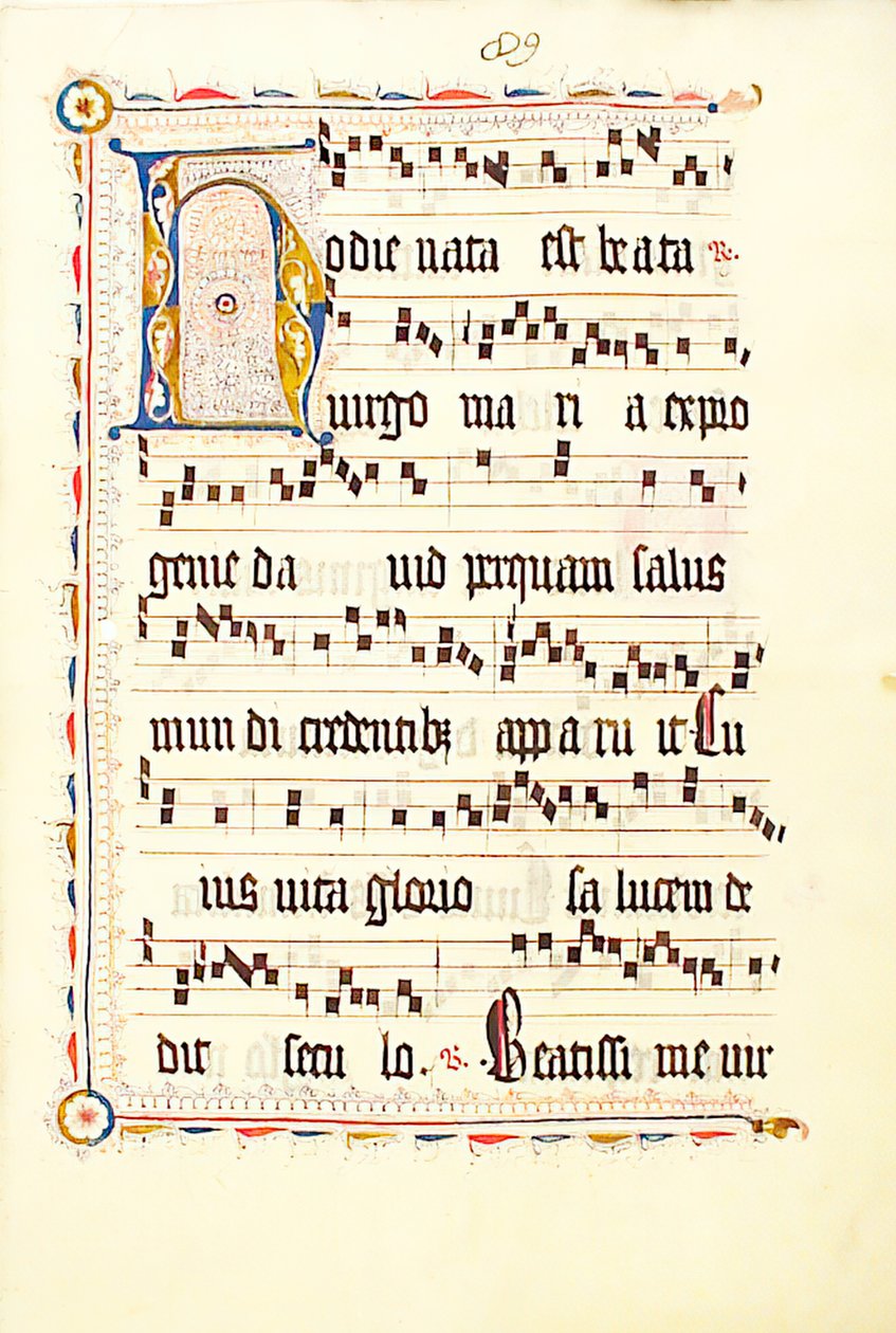Manuskriptblad med initial H, fra et antifonarium, tysk, andre kvartal 1400-tallet. av Unbekannt
