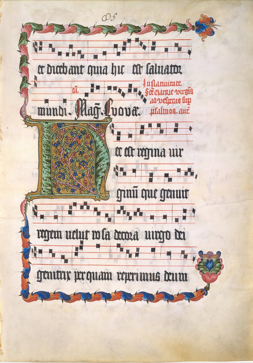 Manuskriptblad med initial H, fra et antifonarium, tysk, andre kvartal 1400-tallet. av Unbekannt