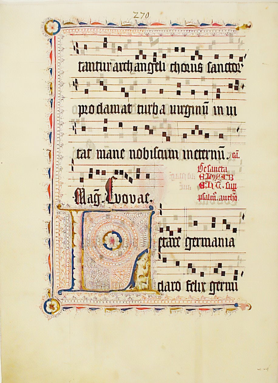 Manuskriptblad med initial L, fra et antifonarium, tysk, andre kvartal 1400-tallet. av Unbekannt