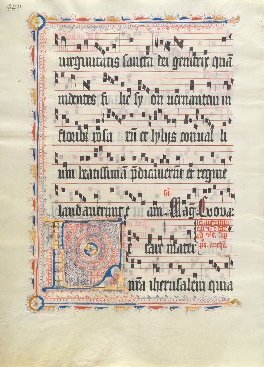 Manuskriptblad med initial L, fra et antifonarium, tysk, andre kvartal 1400-tallet. av Unbekannt