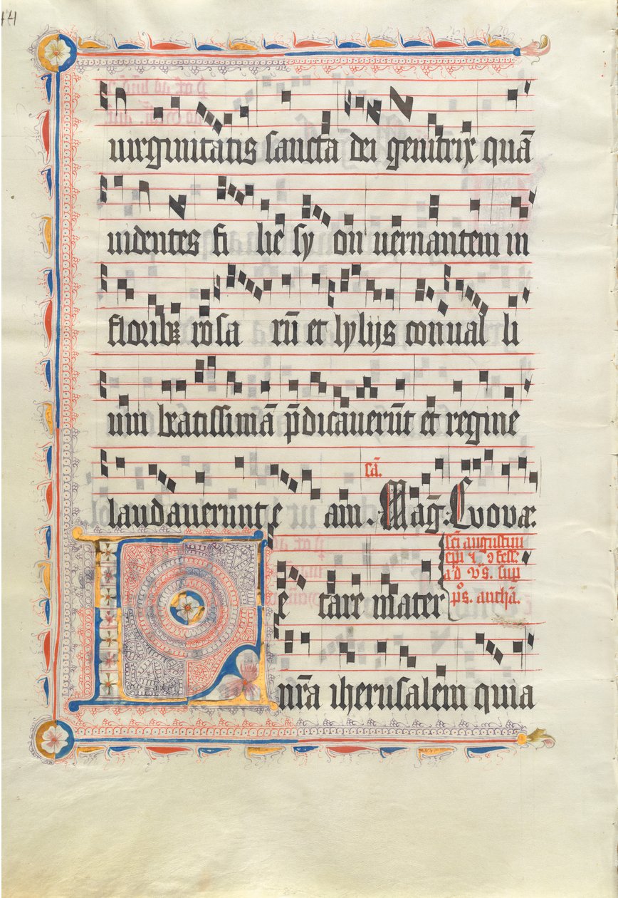 Manuskriptblad med initial L, fra et antifonarium, andre kvartal 1400-tallet. av Unbekannt