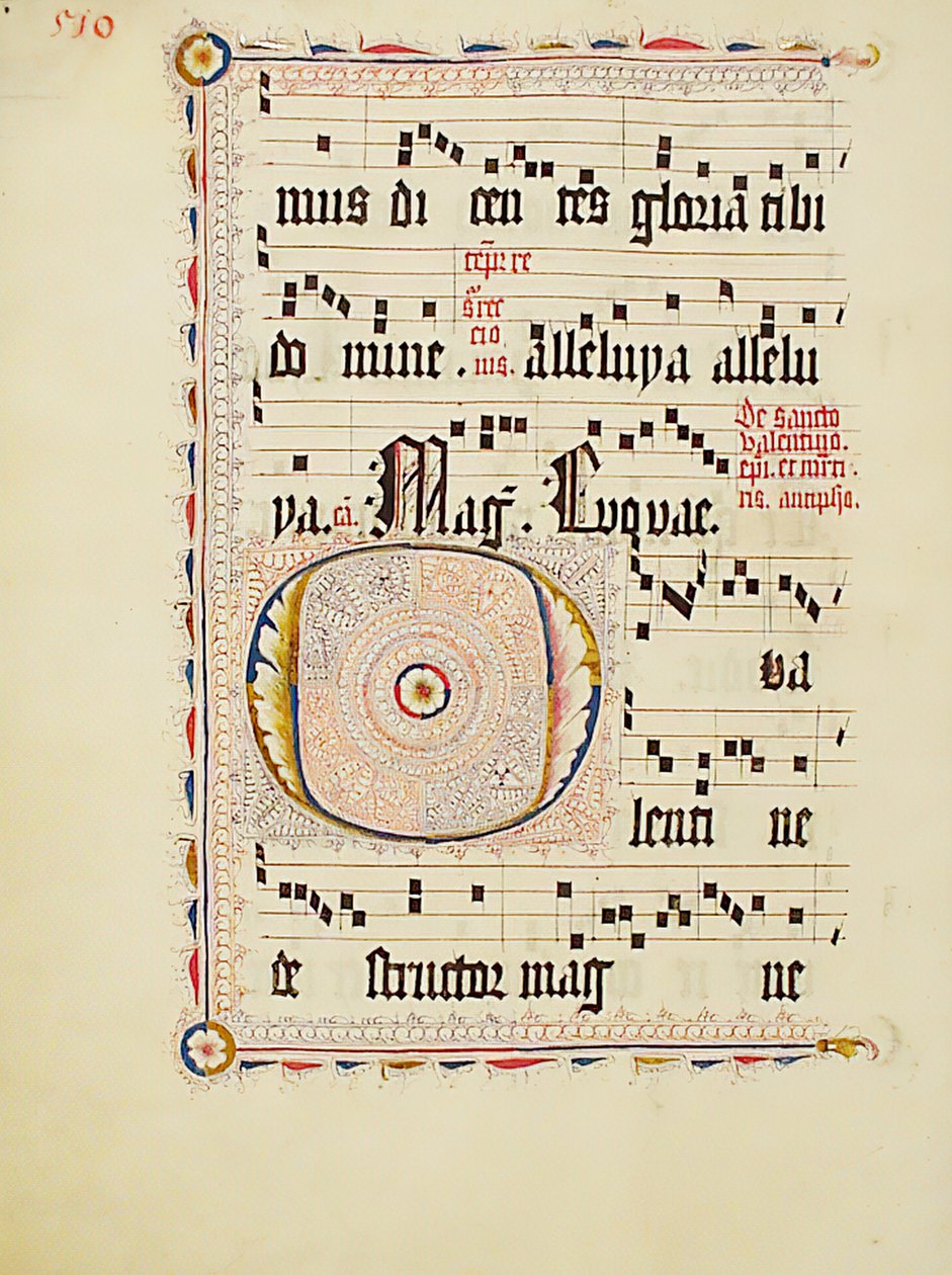 Manuskriptblad med initial O, fra et antifonarium, tysk, andre kvartal 1400-tallet. av Unbekannt