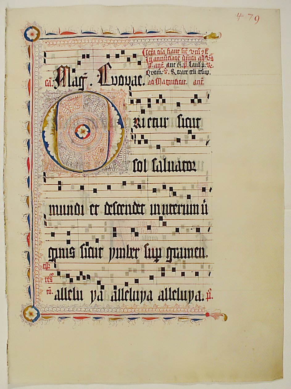 Manuskriptblad med initial O, fra et antifonarium, tysk, andre kvartal 1400-tallet. av Unbekannt