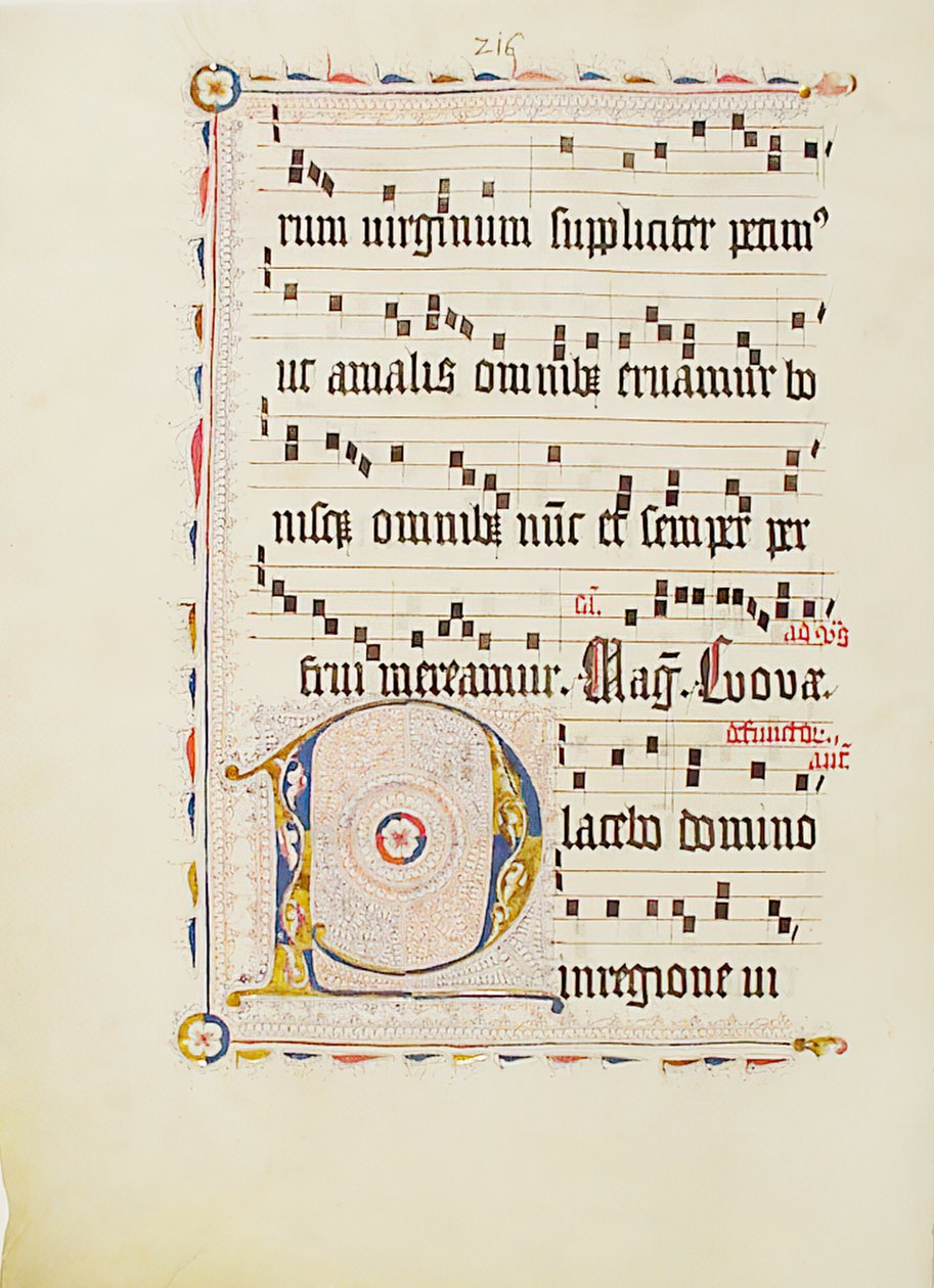 Manuskriptblad med initial P, fra et antifonarium, tysk, andre kvartal 1400-tallet. av Unbekannt