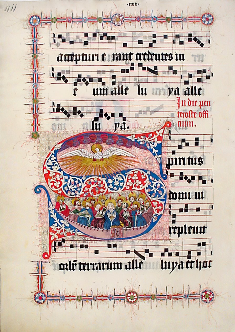 Manuskriptblad med initial S, fra et gradvis, tysk, andre kvartal 1400-tallet. av Unbekannt