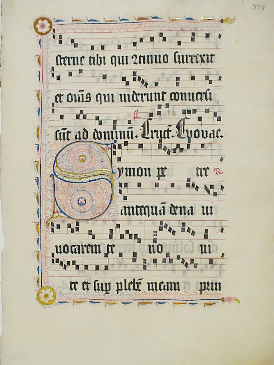 Manuskriptblad med initial S, fra en antifonbok, tysk, andre kvartal 1400-tallet. av Unbekannt