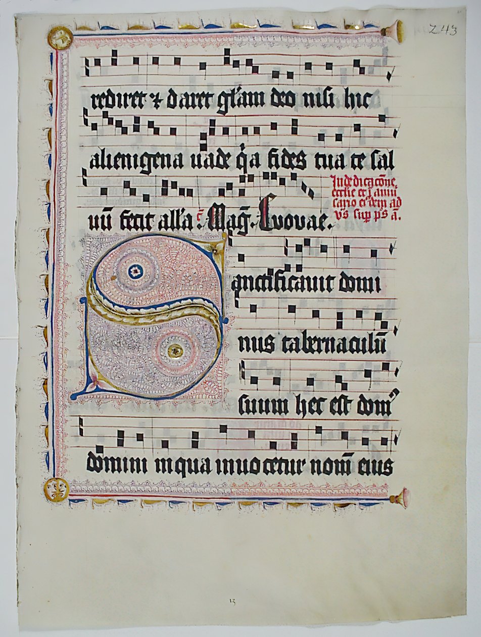 Manuskriptblad med initial S, fra en antifonbok, tysk, andre kvartal 1400-tallet. av Unbekannt