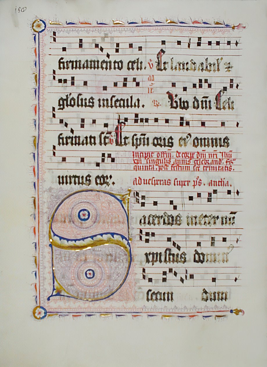 Manuskriptblad med initial S, fra et antifonarium, tysk, andre kvartal 1400-tallet. av Unbekannt