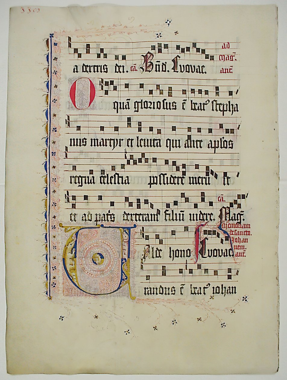 Manuskriptblad med initial V, fra et antifonarium, tysk, andre kvartal 1400-tallet. av Unbekannt