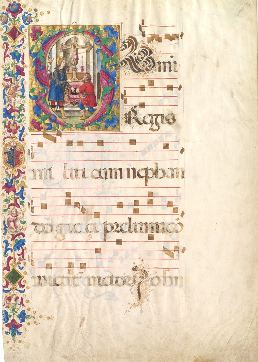 Manuskriptblad med Saint John Gualbert i en innledende S, fra en Antiphonary, tidlig på 1500-tallet. av Unbekannt