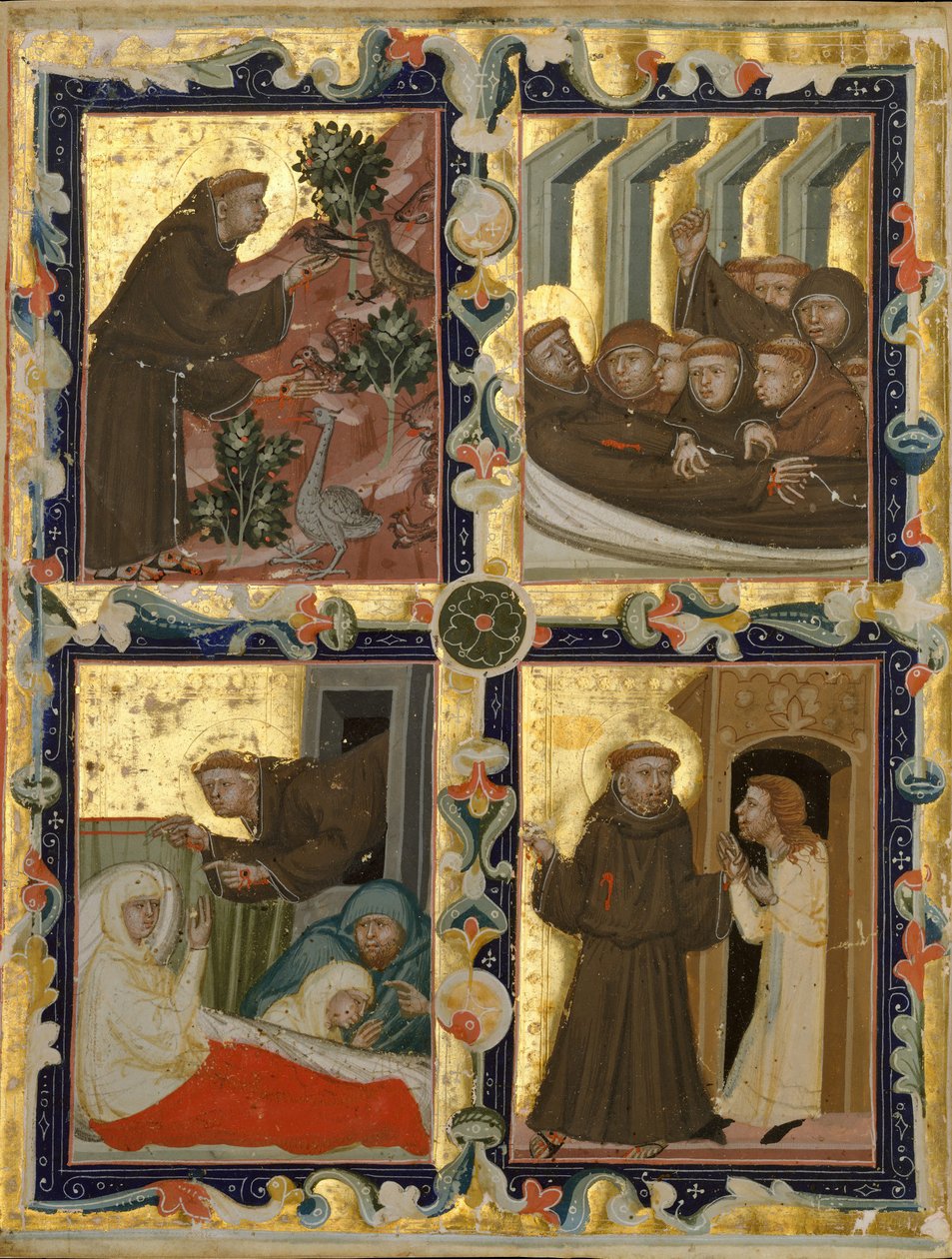 Manuskriptblad med scener fra livet til den hellige Frans av Assisi, italiensk, ca. 1320-42. av Unbekannt