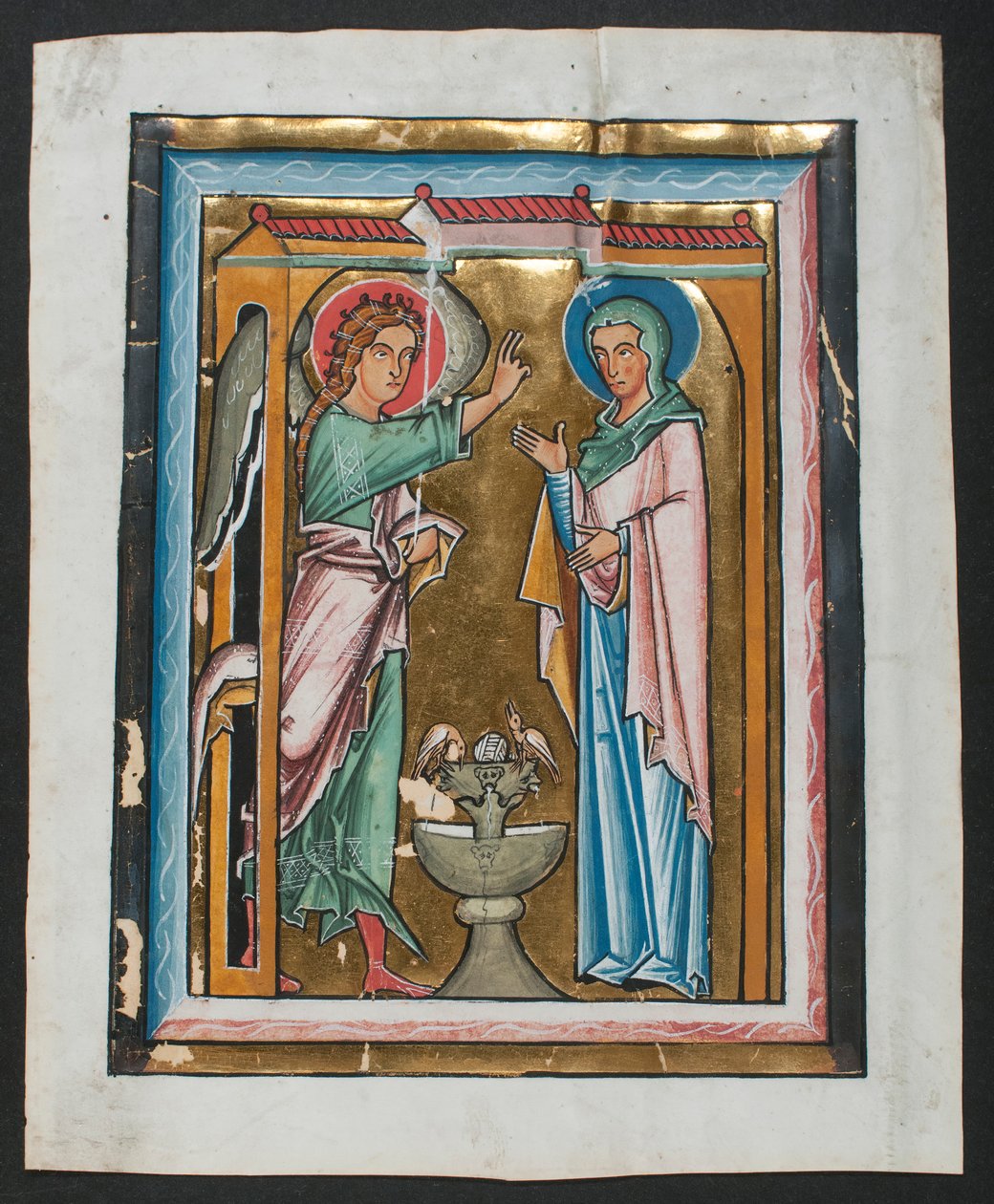 Manuskriptblad med kunngjøringen, fra en psalter, midten av 1200-tallet. av Unbekannt