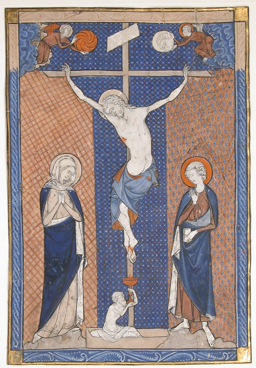 Manuskriptblad med korsfestelsen, fra et missal, fransk, ca. 1270-80. av Unbekannt