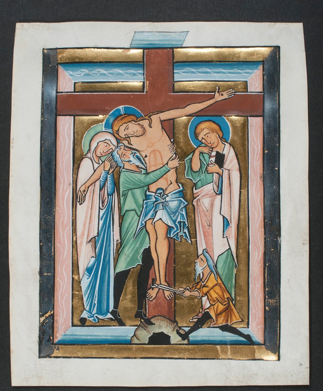 Manuskriptblad med avsetning, fra en psalter, midten av 1200-tallet. av Unbekannt
