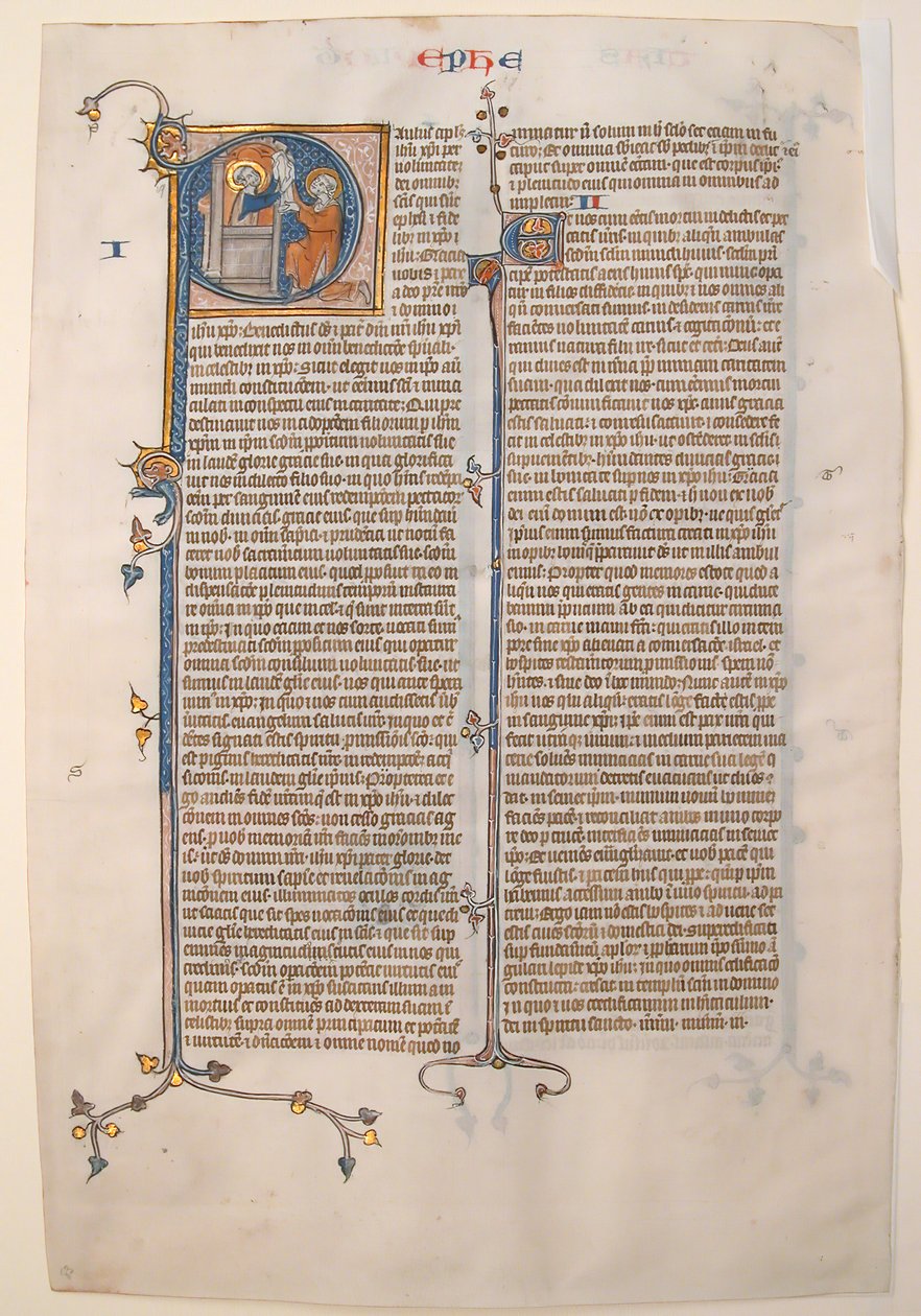 Manuskriptblad med åpningen av Paulus-brevet til efeserne, fra en bibel, ca. 1. 3 av Unbekannt