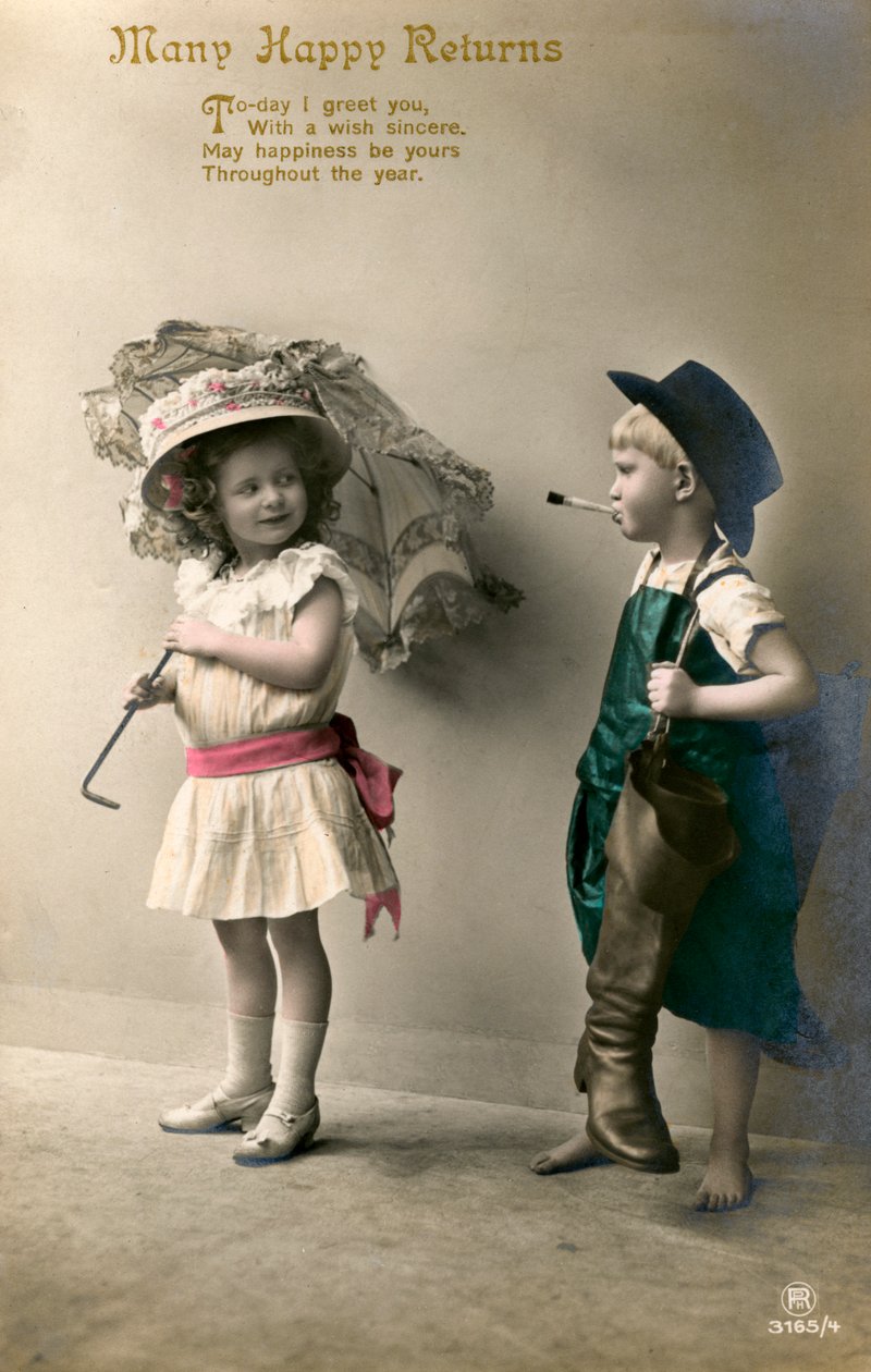 Mange glade returer, bursdagskort, c1900-1929 av Unbekannt