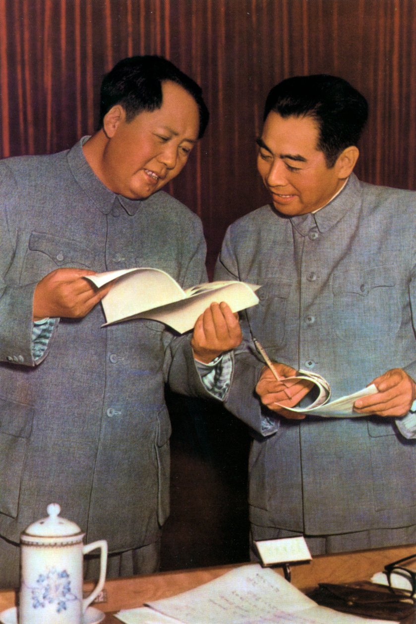 Mao Zedong og Zhou Enlai, kinesiske kommunistledere, ca 1950-tallet av Unbekannt