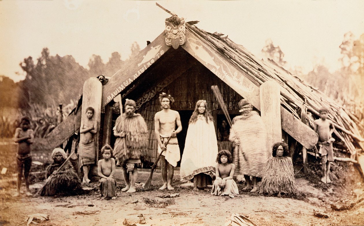 Maori-familien, New Zealand, ca 1880-tallet av Unbekannt